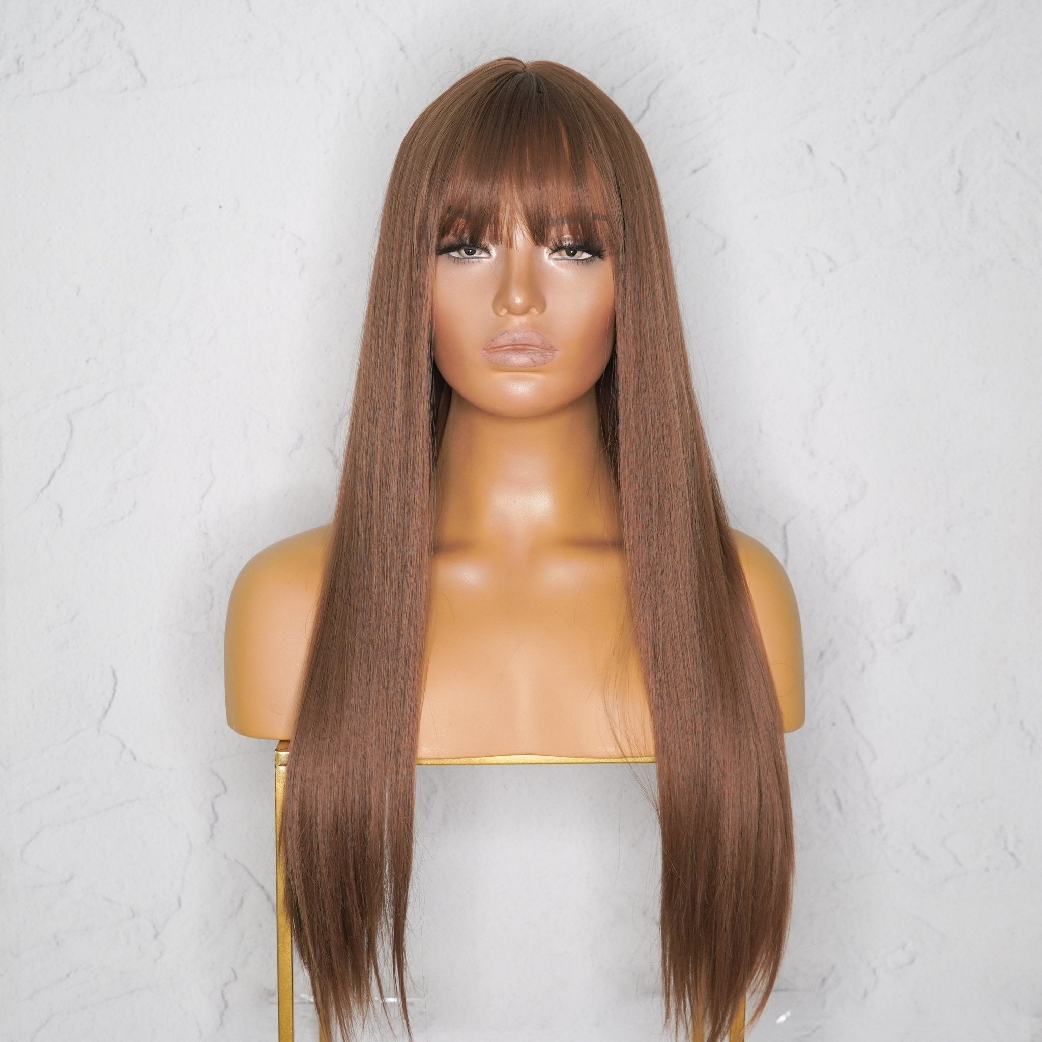 DIANDRA Brown 24" Fringe Wig - Milk & Honey