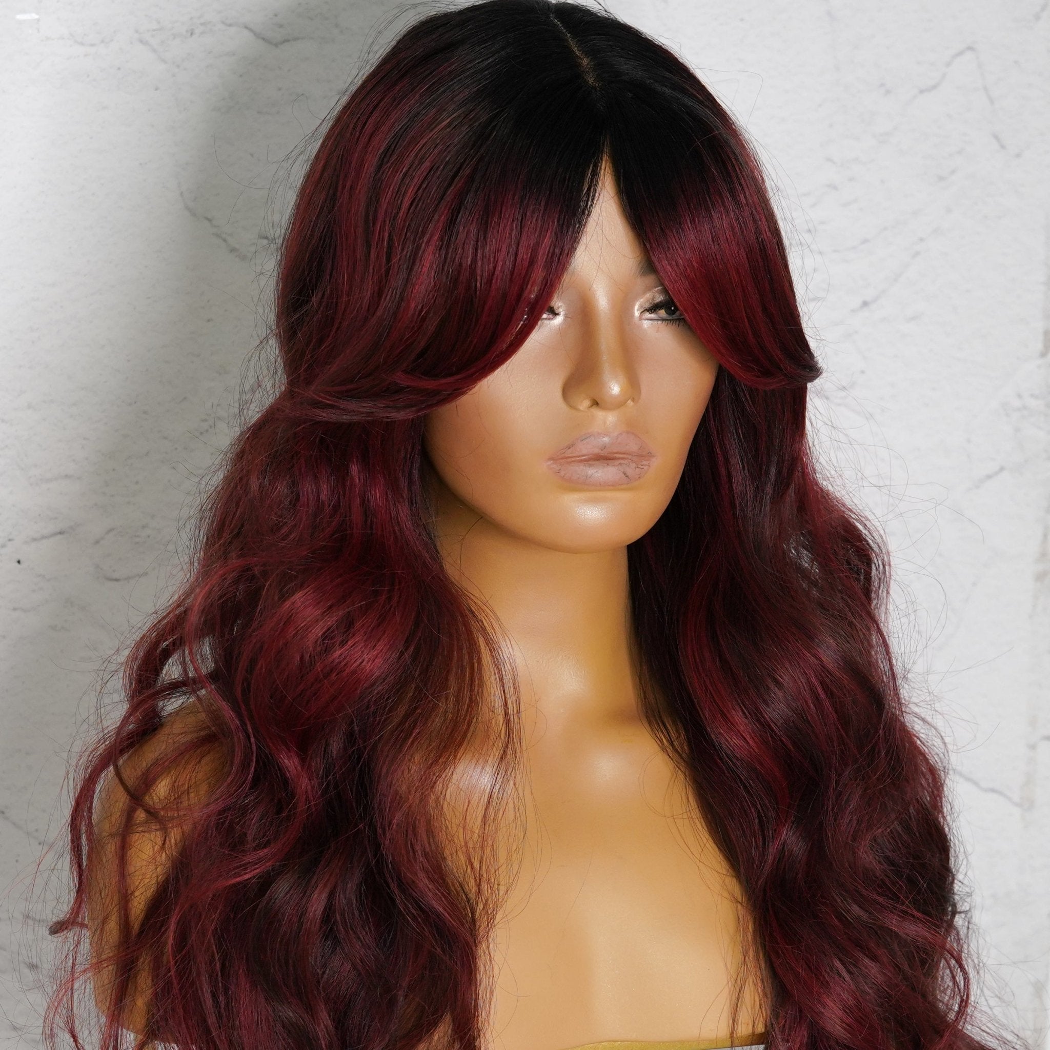HENLEY Burgundy Lace Fringe Wig - Milk & Honey