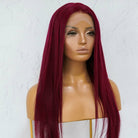 LILLY Burgundy Red Human Hair Lace Front Wig ** READY TO SHIP ** - Milk & Honey