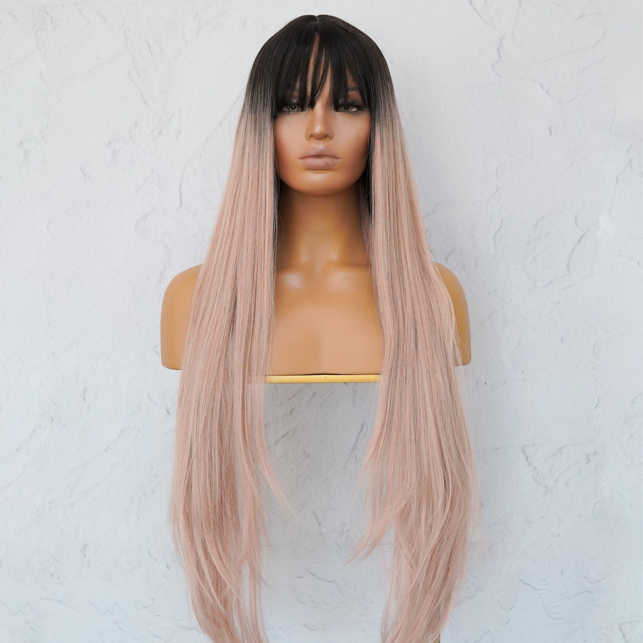 LIRA Dusty Caramel Pink Ombre Fringe Wig - Milk & Honey