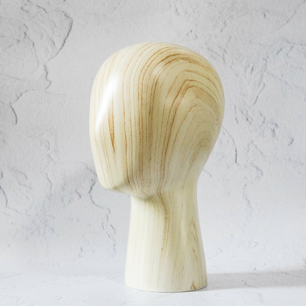 Luxe Wood Finish Wig Stand - Milk & Honey