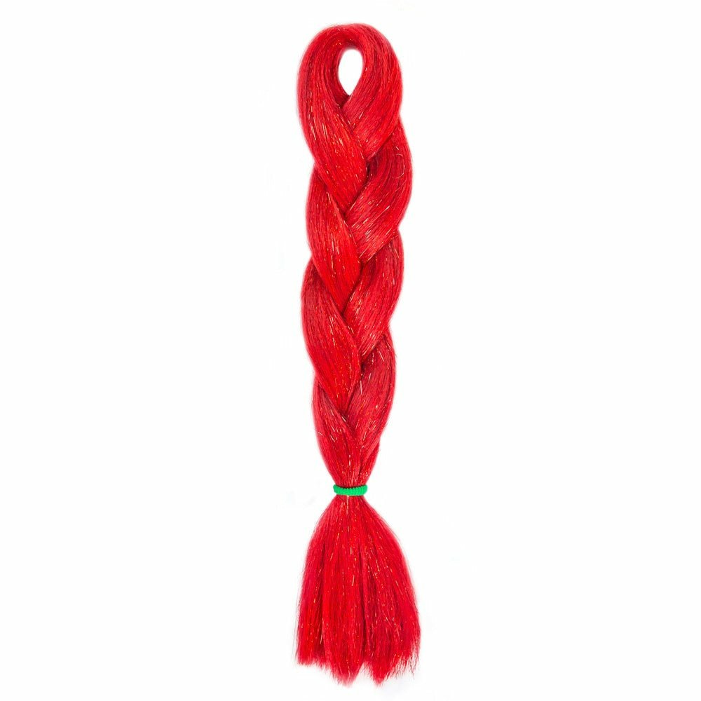 RED GLITTER BRAID HAIR 24" - Milk & Honey