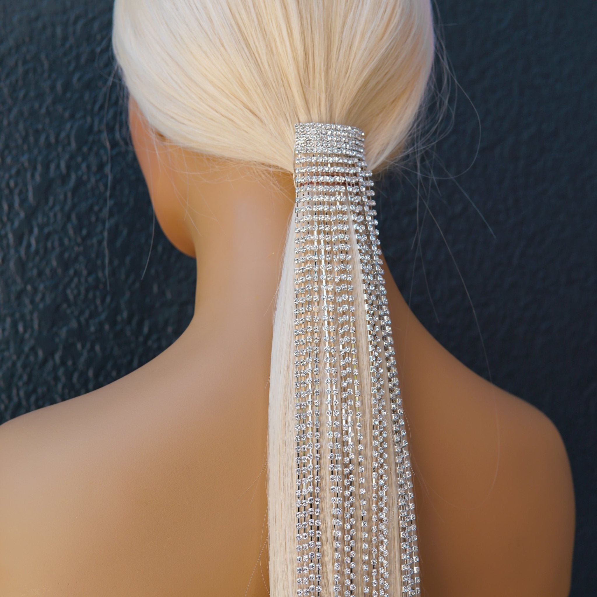 Rhinestone Ponytail Hair Chain - SILVER - Milk & Honey