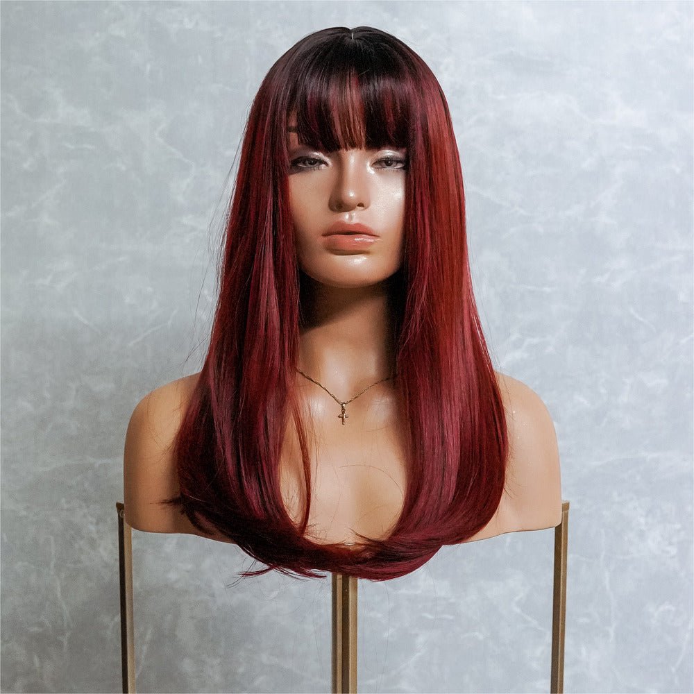 ROSÈ Red Ombre Fringe Wig - Milk & Honey