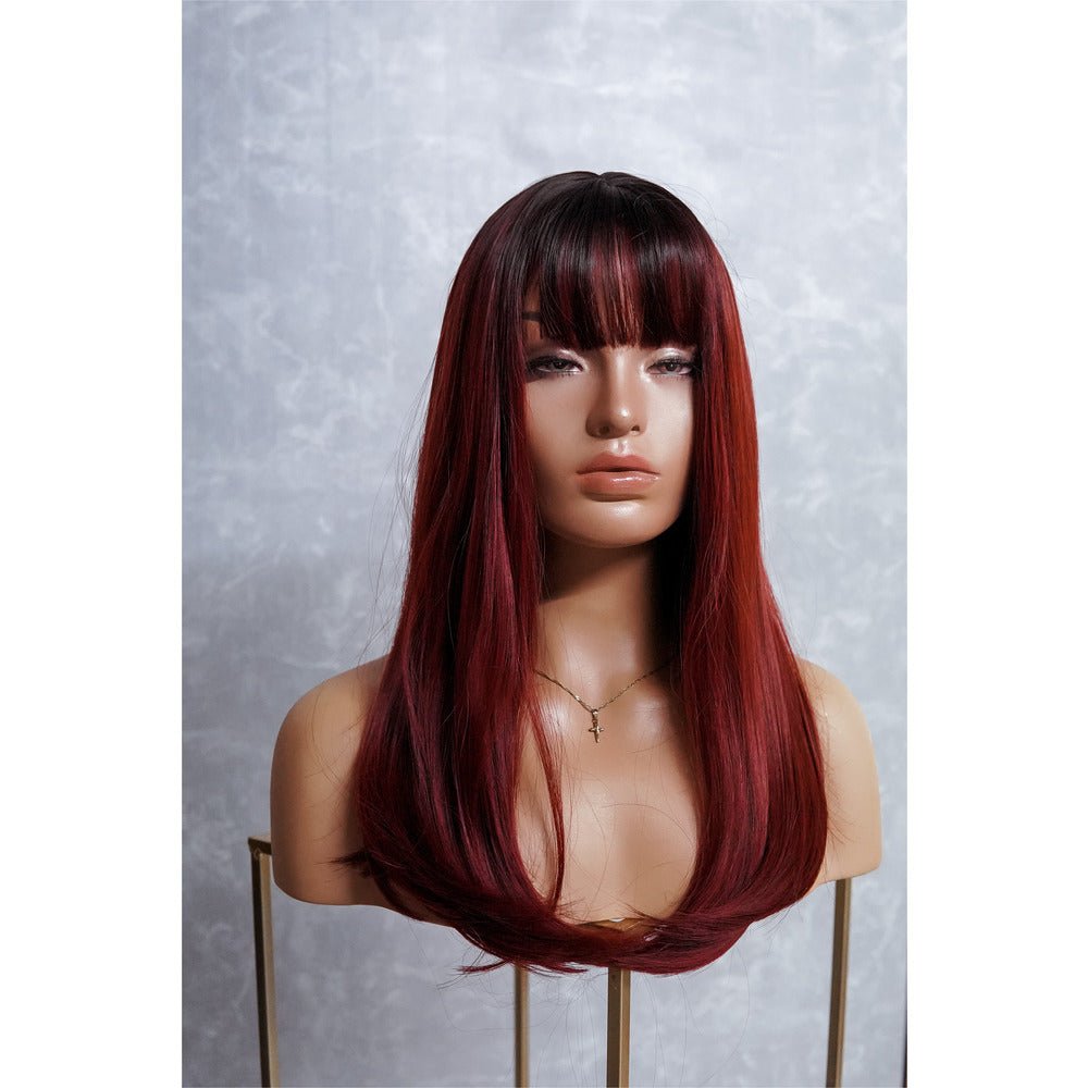 ROSÈ Red Ombre Fringe Wig - Milk & Honey