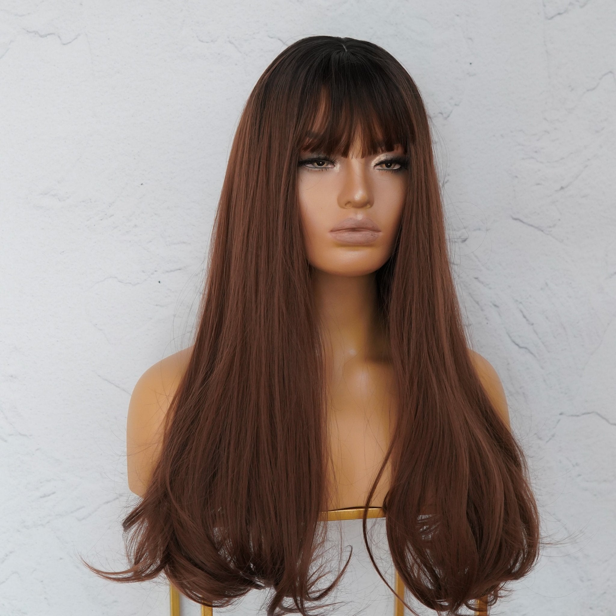 STACEY Brown Ombre Fringe Wig - Milk & Honey
