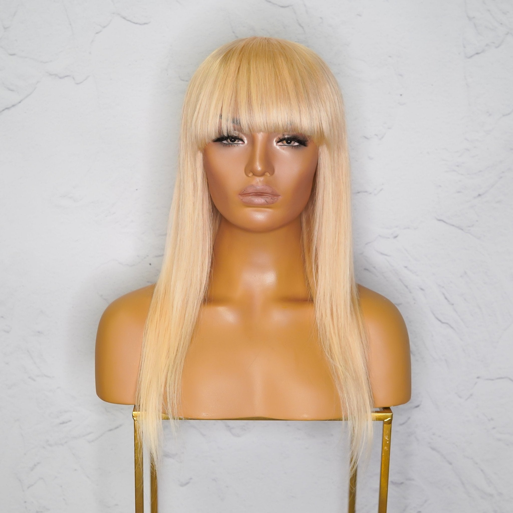 VICTORIA Blonde Human Hair Fringe Wig - Milk & Honey