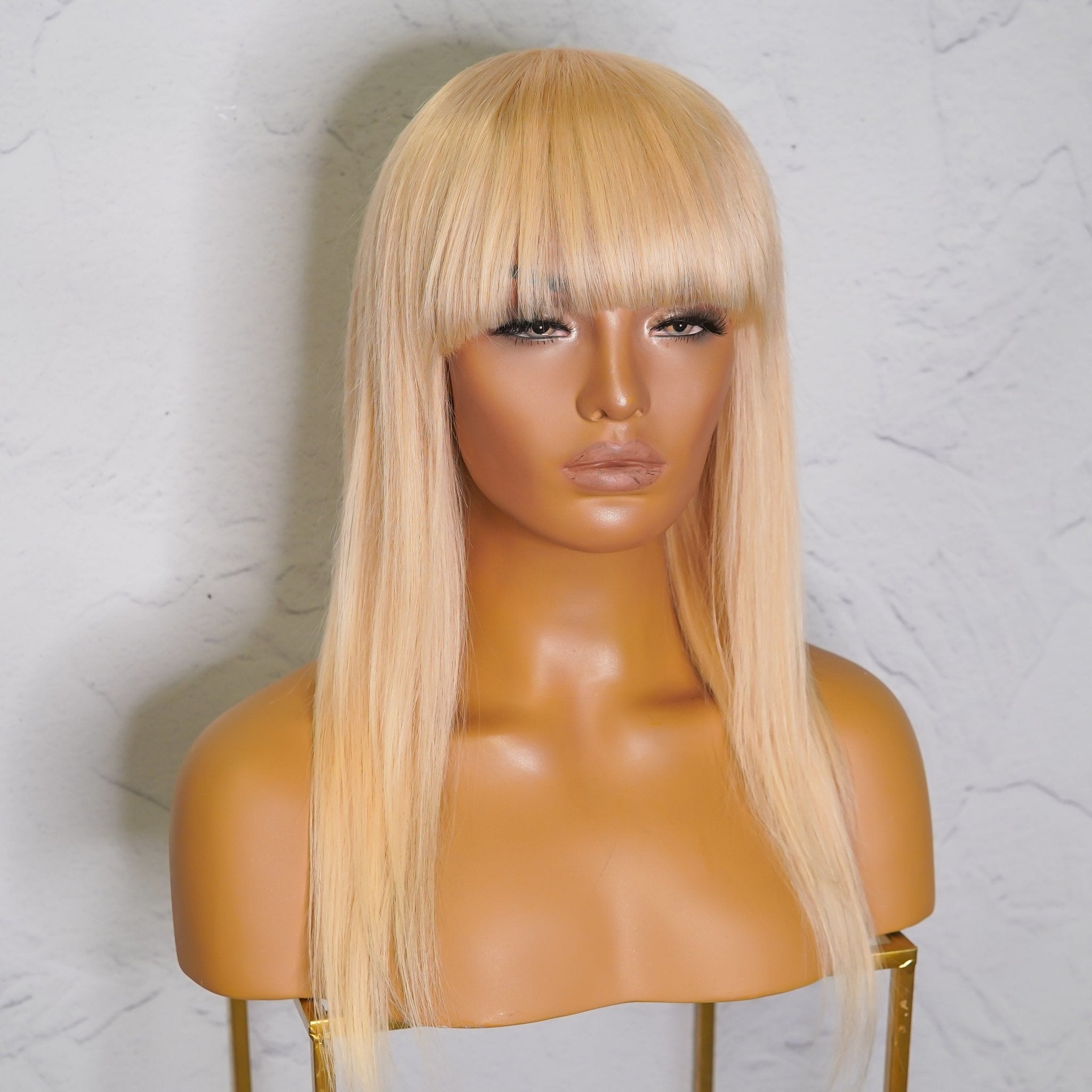 VICTORIA Blonde Human Hair Fringe Wig - Milk & Honey