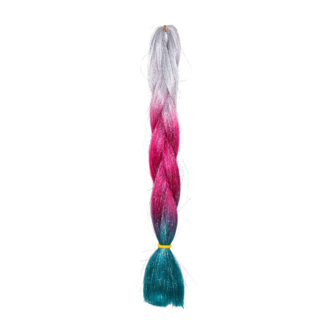 WHITE, PINK,TEAL GLITTER BRAID HAIR 24" - Milk & Honey